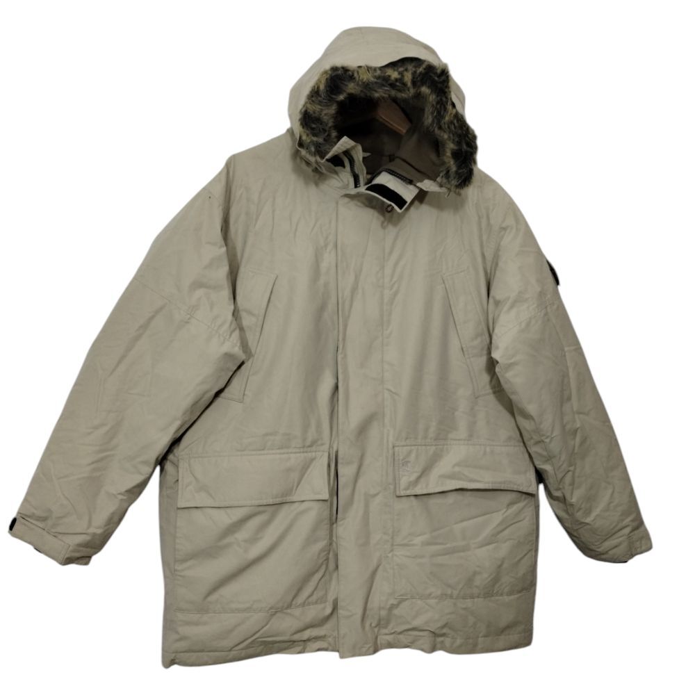 Timberland Weathergear Full Zip Faux Fur Hooded Jacket Size M Beige